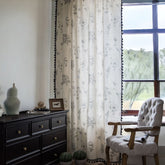 Adalee Leinen Blumenmuster Elfenbein Transparenter Maßvorhang & Draperie